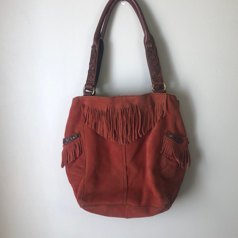 Fringe Suede Shoulder Bag - Burnt Orange